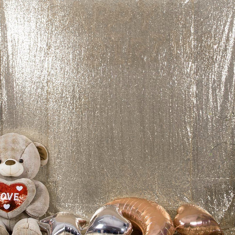 JYFLZQ Champagne Sequin Backdrop Curtains 6ft x 8ft 1 Panel Glitter Photo Booth Backdrops Sparkly Photography Background Drapes for Parties Wedding Bridal Showers - Image 3